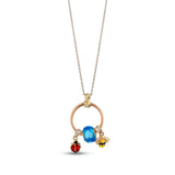 14k Gold | Snowflake and Heart Murano Ring Necklace