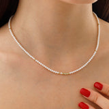 14k Gold | Pearl Eternity Beaded Necklace