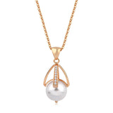 14k Gold | CZ Gemstone Pearl Charm Necklace