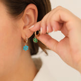 Turquoise Hexagon Flower Dangle Earrings