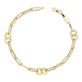 14k Gold | Paperclip & Round Link Chain Bracelet