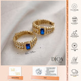 14k Gold | Baugette Blue Zircon Huggie Hoop Earrings with Bezel Setting