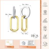 14k Gold | CZ Gemstone Oval Dual Hoop Dangling Earrings