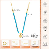 14k Gold | Turquoise Natural Stone Necklace with Coin Charm