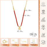 14k Gold | Red Coral Natural Stone Necklace with Coin Charm