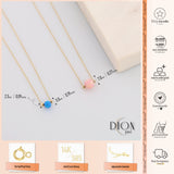 14k Gold | Minimal Round Pink Opal Necklace