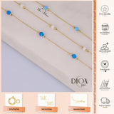 14k Gold | Light Blue Opal Round Beaded Necklace