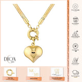 14k Gold | Omega Chain Heart Charm Necklace with Sailor Lock