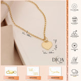 14k Gold | 2mm Rolo Chain Necklace with Flat Heart Charm