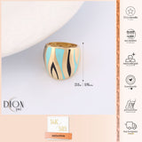 14k Gold | Blue & Black Stripes Dome Ring