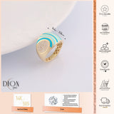 14k Gold | Aqua Blue Striped Dome Ring