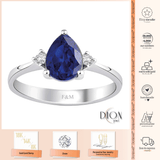 8k - 14k - 18k Gold | Teardrop Cut Sapphire Ring with Diamonds