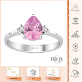 8k - 14k - 18k Gold | Teardrop Cut Pink Sapphire Ring with Diamonds