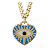 14k Gold | Blue Heart Evil Eye Charm Necklace