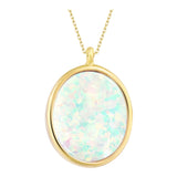 14k Gold | 12mm Oval White Opal Necklace