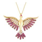 14k Gold | Pink Ruby Phoenix Necklace