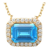 14k Gold | Aquamarine Baguette Cut Necklace