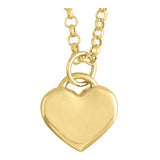 14k Gold | 2mm Rolo Chain Necklace with Flat Heart Charm