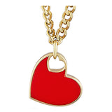 14k Gold | Curb Chain Necklace with Colorful Flat Heart Charm