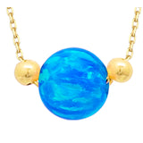 14k Gold | Minimal Round Blue Opal Necklace