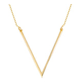 14k Gold | Geometric Chevron V-Shaped Necklace