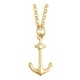 14k Gold | 2mm Rolo Chain Necklace with Anchor Charm