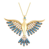 14k Gold | Blue Turquoise Phoenix Necklace