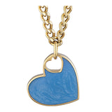 14k Gold | Curb Chain Necklace with Colorful Flat Heart Charm