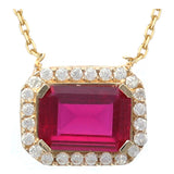 14k Gold | Red Ruby Baguette Cut Necklace