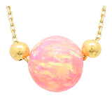 14k Gold | Minimal Round Pink Opal Necklace