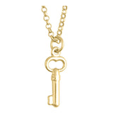 14k Gold | 2mm Rolo Chain Necklace with Key Charm