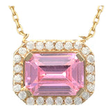 14k Gold | Pink Baguette Cut Necklace