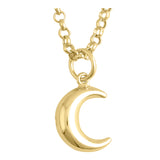 14k Gold | 2mm Rolo Chain Necklace with Moon Charm