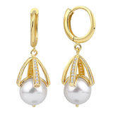 14k Gold | AAA Quality Pearl Huggie Earrings