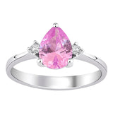 8k - 14k - 18k Gold | Teardrop Cut Pink Sapphire Ring with Diamonds