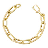 14k Gold | 11mm Hammered Paperclip Bracelet with Buckle Clasp