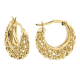 14k Gold | Flower Carved Hoops