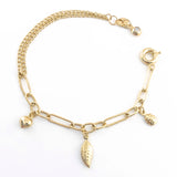 14k Gold | Paperclip & Double Curb Bracelet with Charms