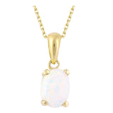 14k Gold | White Opal Oval Necklace