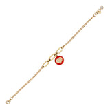 14k Gold | Red Heart Curb Chain & Paperclip Link Bracelet