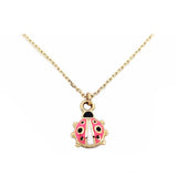 14k Gold | Pink Ladybug Necklace