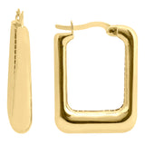 14k Gold | Hoop Bold Rectangle Earrings