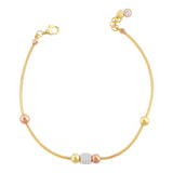 14k Gold | Foxtail Bracelet with Large Gold Beads