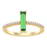 14k Gold | Emerald  Slim Rectangular CZ Bezel Setting Band Ring