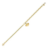 14k Gold | Herringbone & Paperclip Bracelet with Puffy Heart Charm