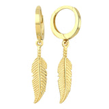 14k Gold | Feather Drop Earrings