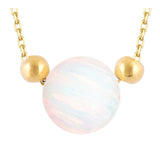 14k Gold | Minimal Round Opal Necklace