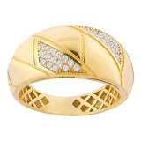 14k Gold | Stripe Bold Textured Fore Finger Ring