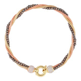 14k Gold | Multi Strand & Color Foxtail Bracelet with Black Carved Beads