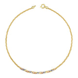 14k Gold | Tri Color Braided Mesh - Rope Chain Choker Necklace